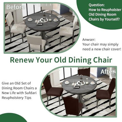 Sufdari Dining Room Chair Covers Set of 4, Non-Slip Spandex Kitchen Parsons Chair Slipcovers for Dining Room, Hotel (Extra Large) - color: .Coffee, size: XL-4 PC