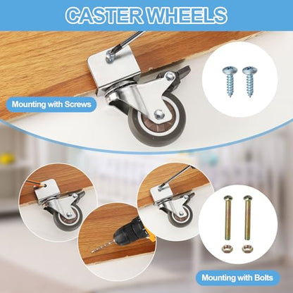 PATIKIL 1 Inch Caster Wheels, 4 Pcs Swivel Casters with 0.7" U Bracket Opening 55 Lb Capacity Per Caster for Furniture Office Chairs Carts and Cabinets, Brown - size: 1", style: with 0.7" U Bracket