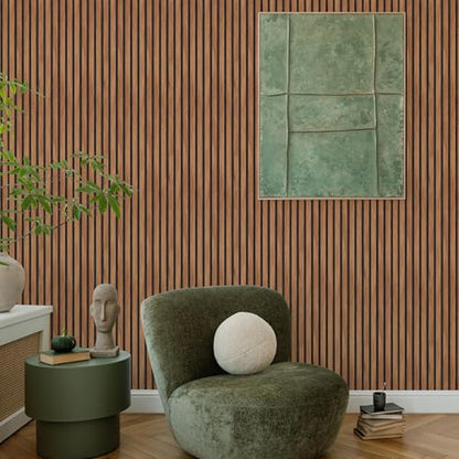 Main Street Peel and Stick Wallpaper Sheets, Wood Slat Design 12-Pack - style: Wood Slat Panel Design
