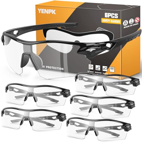 6 Pack Safety Glasses, ANSI Z87.1+UV Protective Eyewear, Impact Resistant Anti-Scratch Safety Goggles for Men Women - color: Clear