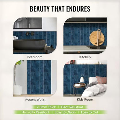 Select 5 Pack Peel and Stick Backsplash Square Tiles, 12x12 in, Blue - color: Blue, size: Square Shape