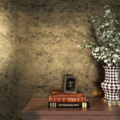 Livelynine 15.8x197 Antique Gold Wall Paper Peel and Stick Metallic Gold Accents Modern Textured Embossed Wallpaper for Bathroom Renter Friendly Decorative Contact Paper for Walls Kitchen Counter Top - size: 15.8" x 197"