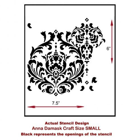 Anna Damask Craft Stencil - DIY Craft Decor - Reusable Stencil for Furniture Makeover (Small) - size: Small
