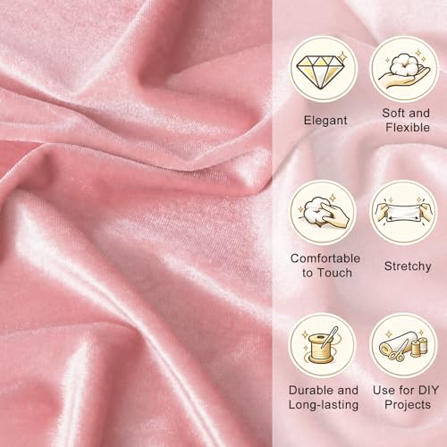 59”W Stretch Velvet Fabric, 2/3 Yard Soft Stretchy Fabric for Sewing Clothes, Apparel, Costume, Crafts - 90% Polyester 10% Spandex(2/3Yard, Pink) - color: Pink, size: 2/3 Yard