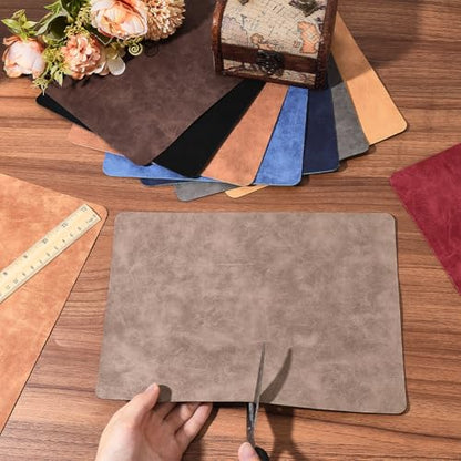 11 x 8 Inch 10 Colors Frosted Faux Suede Fabric Velvety Touch Solid PU Leather Sheets Waterproof Smooth Soft Synthetic Leather Vinyl Rolls for Upholstery Handmade DIY Sewing Crafts - color: 10 Colors 2