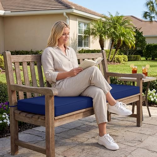 Summsun Outdoor Bench Cushion Pad, 42 x 18 x 3 Inch, Navy Blue - color: Navy, size: 42x18x3 Inch