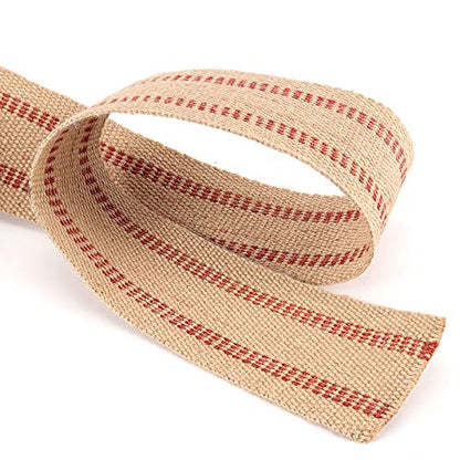 2.75 Inch 33 Yard Upholstery Jute Webbing with Red Stripes,