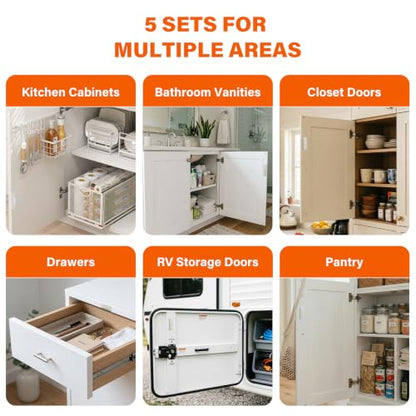Cabinet Magnets for Closure, 5 Sets, 3M Adhesive, Ultra-Thin