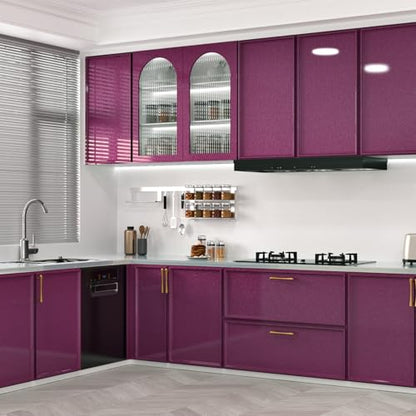 Wallercity Glossy Purple Contact Paper Peel and Stick Wallpaper for Cabinets Kitchen Backsplash 15.8''x118'' Dark Purple Wallpaper Peel and Stick Countertops Vinyl Self Adhesive Glitter Contact Paper - color: Purple, size: 15.8"W x 118"L
