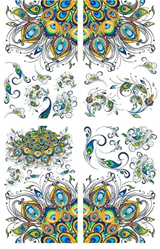 Dixie Belle Belles & Whistles Transfer | Retro Peacock | 24.8” x 38.8” Sheet | Rub On Decorative Transfer for Crafts, Furniture, DIY | Crafting Design Transfer - size: Retro Peacock