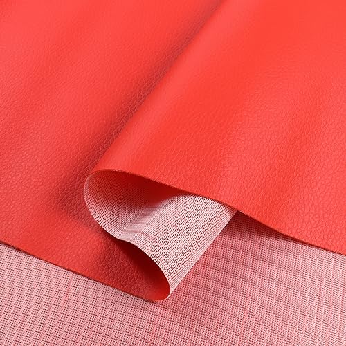 Faux Leather Sheets Soft Leather Fabric Upholstery Faux Leather Material 0.5mm Pleather Marine Vinyl Fabric for Sofa,Car Seat,Furniture Sew,Cover,DIY Project (1yard, Orange Red) - color: Orange Red, size: 36inchx54inch,1yard