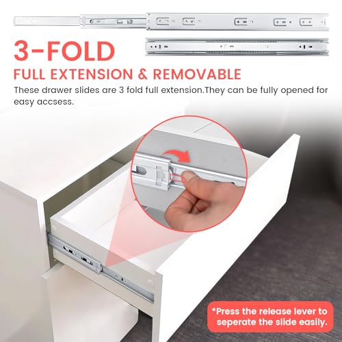 Homdiy 16 Inch Heavy Duty Drawer Slides Side Mount 100 LB Capacity, 1 Pair - size: 16 Inch