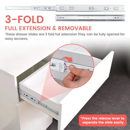 Homdiy 16 Inch Heavy Duty Drawer Slides Side Mount 100 LB Capacity, 1 Pair - size: 16 Inch