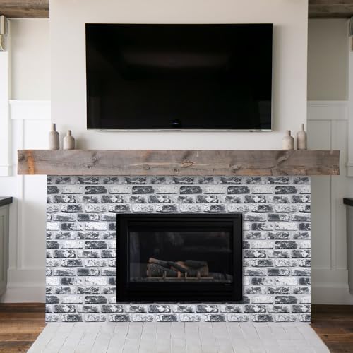 COMSTICKC 3D Faux Brick Wall Panels Peel and Stick, 10 Pcs 11.8" x 11.8" - color: Whitewash Black