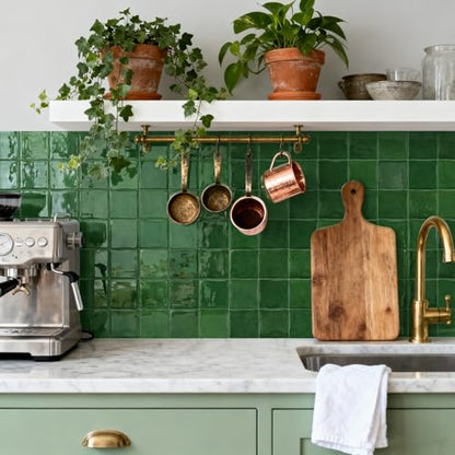 20 Sheets 3D Stereoscopic Peel and Stick Backsplash Tile Stickers - color: Green