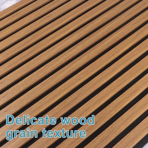 Wood Slat Acoustic Wall Panels, Teak, 4 Pack, 47.2 x 23.6 in - color: Teak, size: 4-Pack
