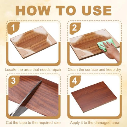 HARFINGTON Wood Grain Repair Tape 4" x16ft Self-Adhesive Repair Patch - color: Beige Wood, size: 4" x 16ft