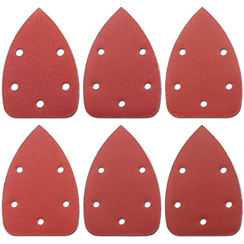 Detail Sander Paper, 120-600 Grits, Hook and Loop Backing, 5 Holes, for Sanding and Polishing, 60 Sheets - size: 120-600