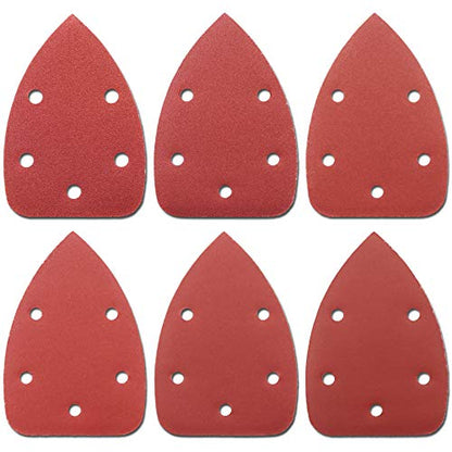 Detail Sander Paper, 120-600 Grits, Hook and Loop Backing, 5 Holes, for Sanding and Polishing, 60 Sheets - size: 120-600