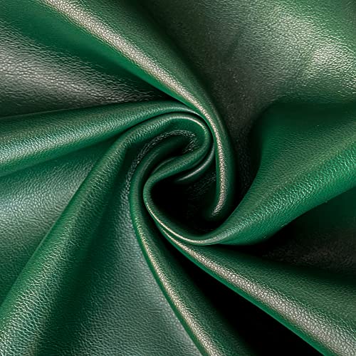 Faux Leather Fabric 1 Yard 54" x 36" Soft Solid Color Crafts Material 0.9mm Thick Perfect for Upholstery Covers, Bags, Leather Clothing and Accessories (Green) - color: Green