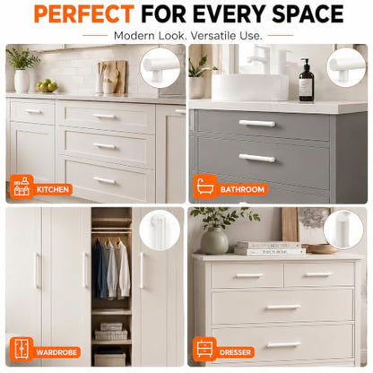 15 Pack Cabinet Handles White, 3 Inch Hole Center, 5 Inch Length Pulls - color: Matte White, size: 3 inch Hole Center
