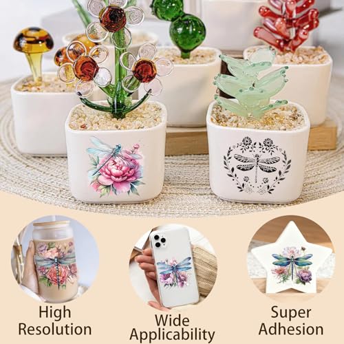 4 Sheets Rub on Transfers for Crafts, Dragonflies Furniture Transfers for Wood, Glass, Plastic & Ceramics, Decorative Decals - style: Dragonflies