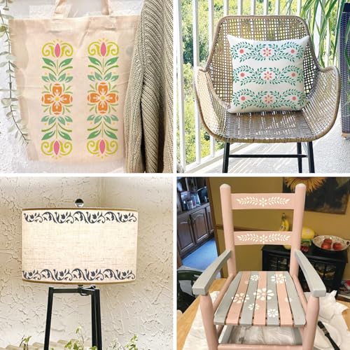 Corner Border Stencils for Crafts Mexican Flower Furniture Stencils - style: border