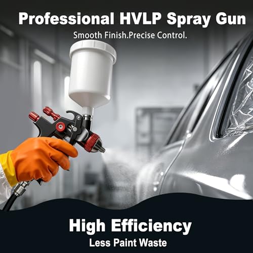819 HVLP Air Spray Gun Kits with 1.3/1.7/2.0 mm Nozzles Spray Paint Gun Automotive with Air Regulator Separator for Car Paints, Primer, Clear/Top Coat & Touch-Up, DIY Painting Spray - size: 819 plastic cup
