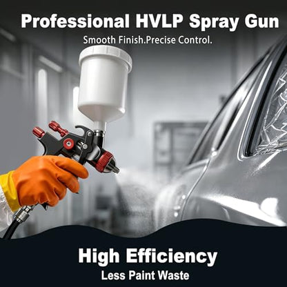 819 HVLP Air Spray Gun Kits with 1.3/1.7/2.0 mm Nozzles Spray Paint Gun Automotive with Air Regulator Separator for Car Paints, Primer, Clear/Top Coat & Touch-Up, DIY Painting Spray - size: 819 plastic cup
