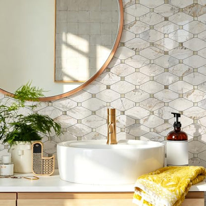 STICKGOO 10 Sheets Peel and Stick Backsplash Tiles, Glossy Pandora Marble - color: Glossy Pandora Marble