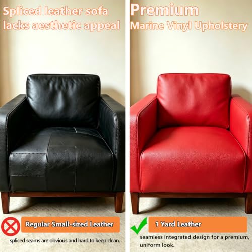 CDY Marine Vinyl Upholstery Fabric: 54"x72" Soft Grain Faux Leather Durable - color: Red, size: 2Yard（54"x72"）