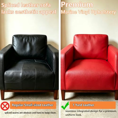 CDY Marine Vinyl Upholstery Fabric: 54"x72" Soft Grain Faux Leather Durable - color: Red, size: 2Yard（54"x72"）