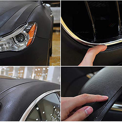 LZLRUN Black Leather Texture PVC Car Vinyl Wrap Styling Sticker 1x5ft - color: Black, size: 1ft x 5ft