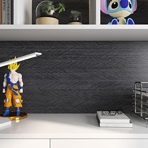 Livelynine Charcoal Wood Grain Contact Paper for Desk Peel and Stick Countertops Waterproof Self Adhesive Wallpaper Kitchen Table Counter Top Vinyl Wrap Black Laminate Countertop Covers 15.8x78.8 - color: Charcoal Wood, size: 15.8" x 78.8"