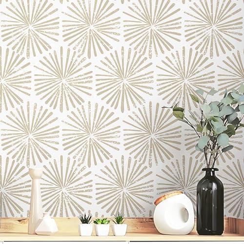 Safiyya Peel and Stick Wallpaper Boho Contact Paper 118"x17.3" Modern Peel and Stick Wall Paper Beige Geometric Self Adhesive Removable Wallpaper Wallpaper for Bedroom Cabinets Decor Vinyl Rolls - color: Beige, size: 17.3" x 118"
