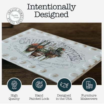Rub on Transfers for Crafts and Furniture | 3 Design Sheets 6”x 12” | Home Decor Transfers | Furniture and Craft Decals | by Thymeless Designs (Succulent Garden) - style: Succulent Garden