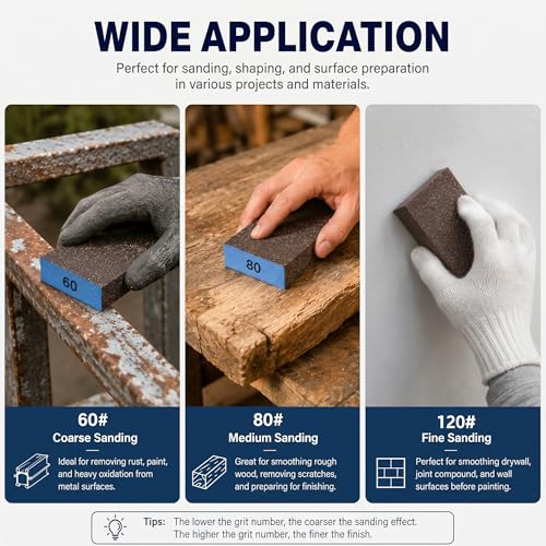 Sanding Sponge, Coarse Medium Fine Grit Sanding Block, Sander Sponges for Drywall Metal, Sandpaper Sponge Sanding Blocks for Wood (4, 60/80/120/180) - size: 60/80/120/220