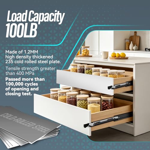 14 inch Locking Full Extension Ball Bearing Black Drawer Slides - color: Black, size: 14 Inch-With Lock