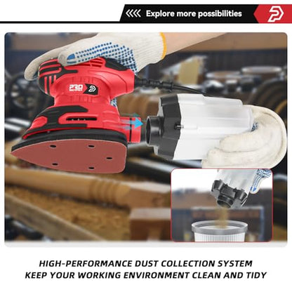 Prostormer Detail Sander, 13000RPM Mouse Sander, 1.6A Electric Palm Sanders - color: Red