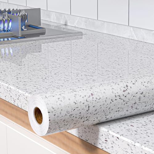 MelunMer White Glossy Marble Contact Paper for Countertops 591”×11.8” - color: White, size: 11.8”×591”（Recommend）
