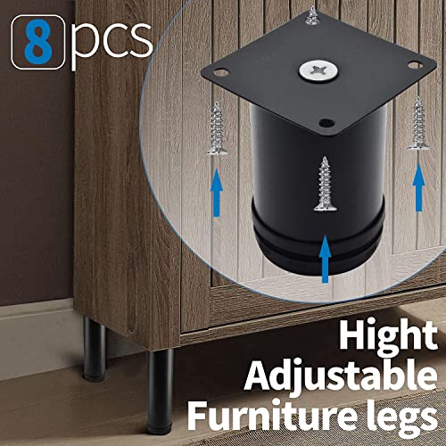 Stainless Steel Adjustable Furniture Legs 3 Inch - Black - 8pcs - color: Black, size: 3"