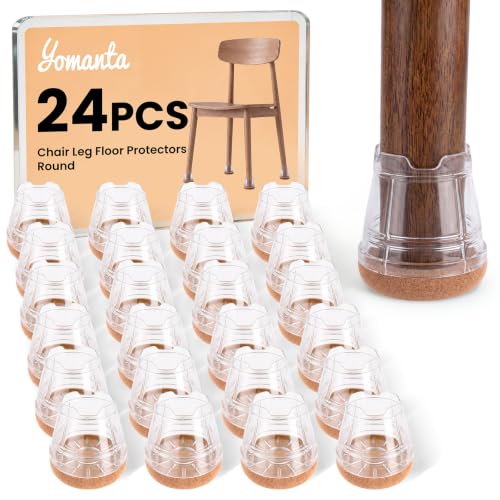 24-Pack Silicone Chair Leg Floor Protectors for Hardwood Floors -Felt Furniture Pads, Rubber Chair Leg Covers/Caps - Noise Reducing & Scratch-Proof - Round XS (Fits 9/16"-13/16" / 15-20mm), Clear - color: Clear, size: Round Xs (Fit 15–20mm)