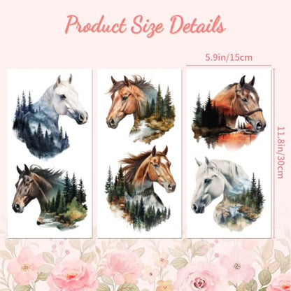 Peacoblue Horse Landscape Rub On Transfers for Furniture 6"x12" - style: Landscape with Horse Silhouette