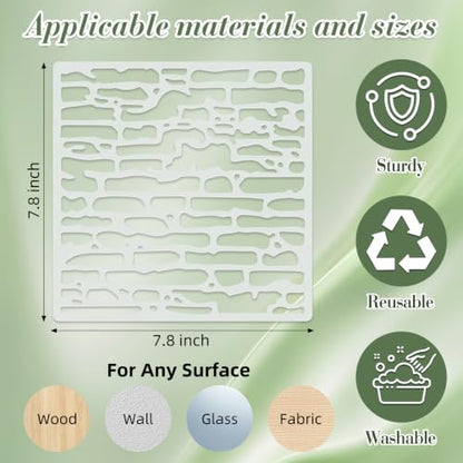 Texture Stencils for Crafts Reusable 9Pcs Stencils(7.8X7.8 Inch) - color: Texture 17