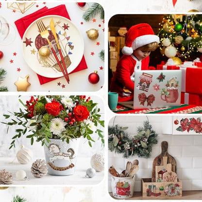 Lincia 10 Sheets Christmas Rub on Transfers for Crafts, Nostalgic - style: Nostalgic