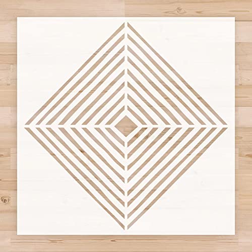 2pcs 12x12 Inch Tile Stencils, Geometric Reusable Stencil Template for Painting Wall Tile Floor Cement Patio Furniture DIY Home Décor - color: Pattern 1