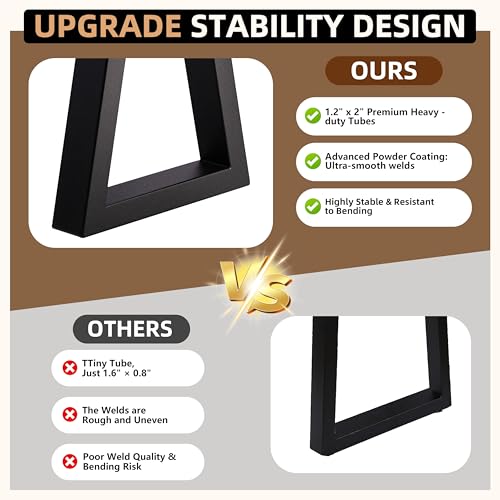 14 '' Trapezoid Metal Table Legs, Heavy Duty Replacement Furniture Feets for DIY Coffee Tables, Bench, Cabinet, Stool, Night Stands, Sofa, (H16 x W11.8, Set of 2) - color: Trapezoid, size: 14 IN