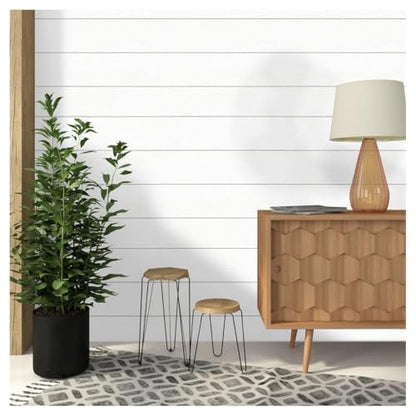 Real Wood Wall Planks-5" White Shiplap Panel Peel and Stick 10Pack 12.5SqFt - color: White
