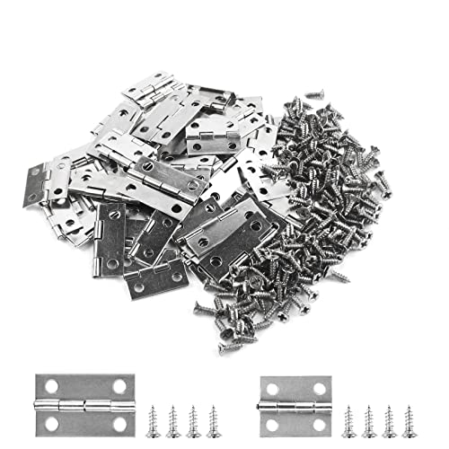 60 Pcs Small Hinges for Wooden & Jewelry Box, Silver, 2 Sizes - color: Silver, size: 60pcs(20P 24*16mm+40P 18*15mm)