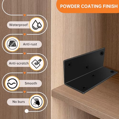 2x4 Corner Brackets for Wood, Heavy Duty L Brackets 90 Degree,4 Pack - size: Black-4pcs